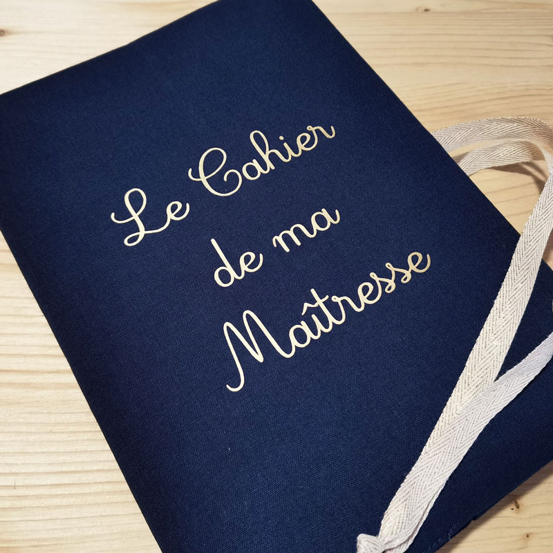 Cahier d'école marine et marquage doré pour cadeau maitresse accessoire pour écolier personnalisé