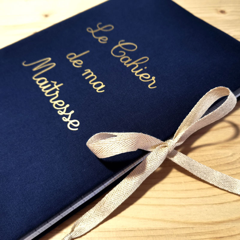 Cahier d'école marine à nouer pour cadeau maitresse accessoire pour écolier personnalisé