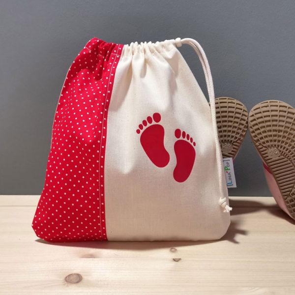Pochon d'école pour chausson rouge personnalisé cartable maternelle et accessoire sac d'écolier