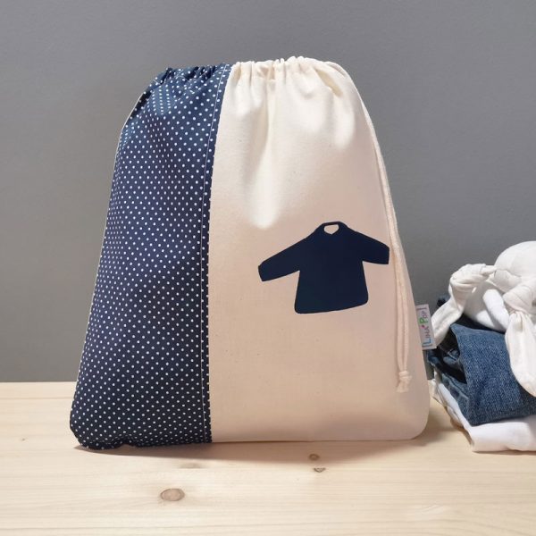Pochon d'école pour vêtement bleu marine personnalisé cartable maternelle et accessoire sac d'écolier