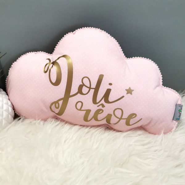 Coussin nuage joli rêve à pois rose pâle pour bébé cadeau de naissance décoration de chambre