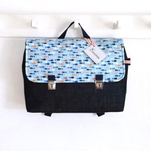 Cartable maternelle personnalisé mixte avec poisson bleu accessoire et sac écolier