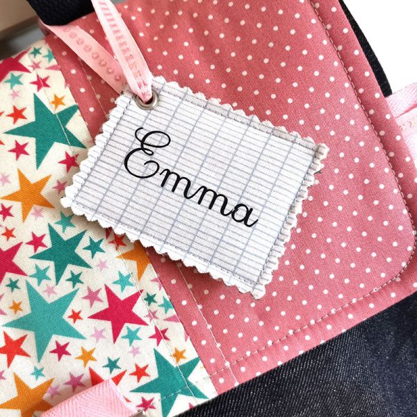 Sac à dos maternelle personnalisé pour fille avec étoiles rose accessoire et sac écolier avec prénom