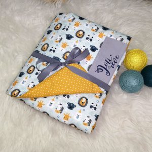 Couverture pour bébé lion et jaune pour bébé en cadeau naissance et décoration de chambre