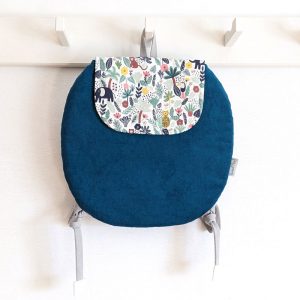 Sac à dos bébé en velours bleu canard jungle accessoire pour bébé et cadeau de naissance personnalisable créations personnalisées pour enfant