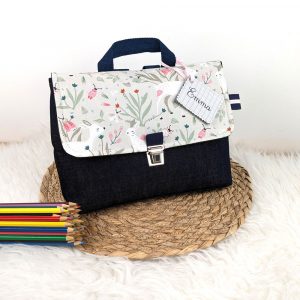 Sac à dos maternelle personnalisé pour fille avec forêt et lapin rose accessoire et sac d'écolier original