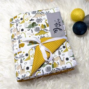Couverture bébé personnalisable avec dinosaure jaune pour cadeau de naissance de bébé et accessoire pour décoration de chambre