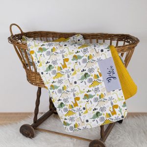 Couverture pour bébé avec dinosaure jaune pour cadeau de naissance de bébé et accessoire pour décoration de chambre et lit