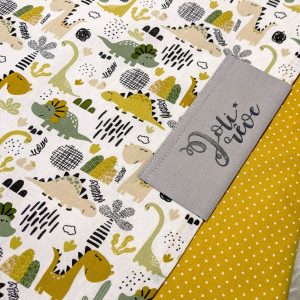 Couverture pour bébé avec dinosaure jaune pour cadeau de naissance de bébé et accessoire pour décoration de chambre avec marquage